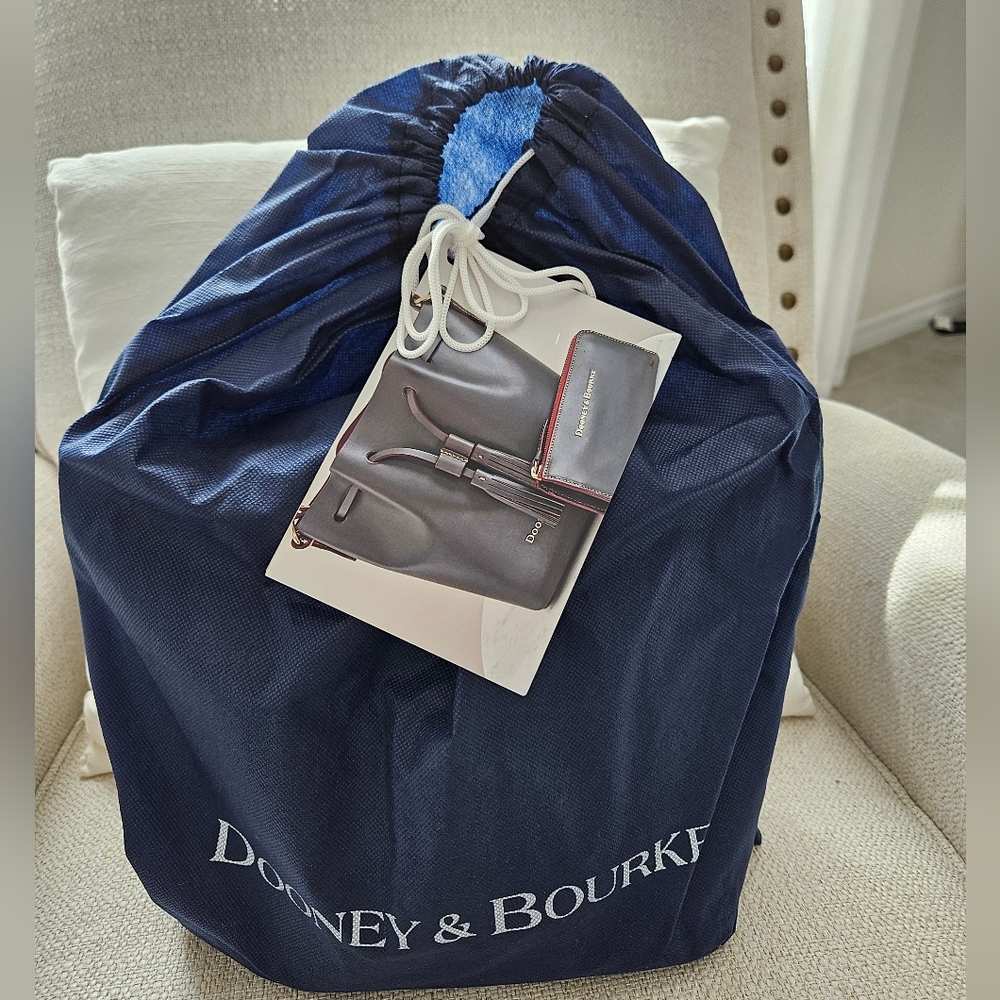 Dooney & Bourke Grey and Burgundy Women's Bag And Wallet